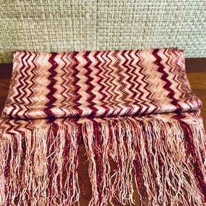 NWOT Festive Red & Rose Gold Metallic  Scarf by INC